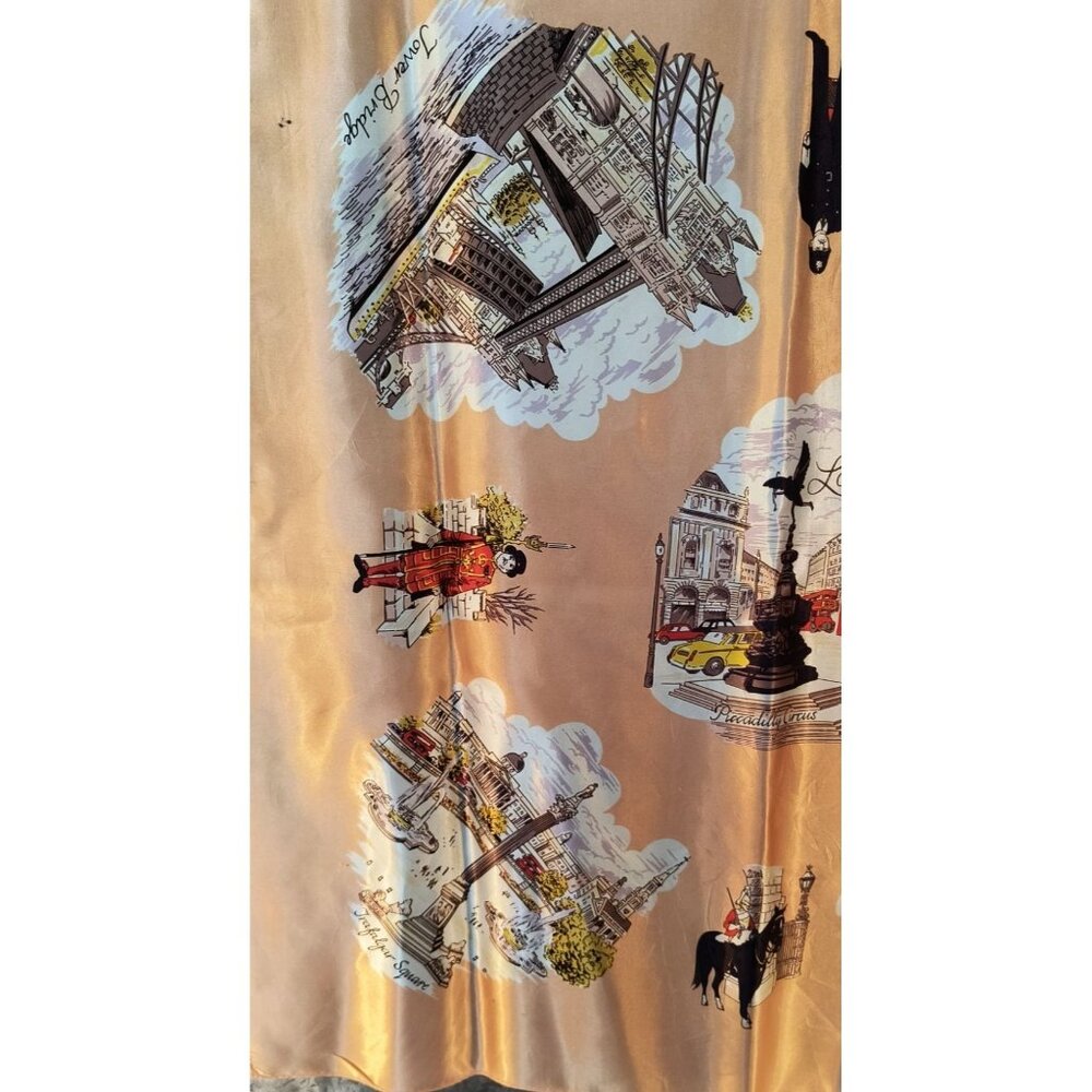 Vintage Peach London Scarf With Iconic Landmarks Print - Picture 5 of 10